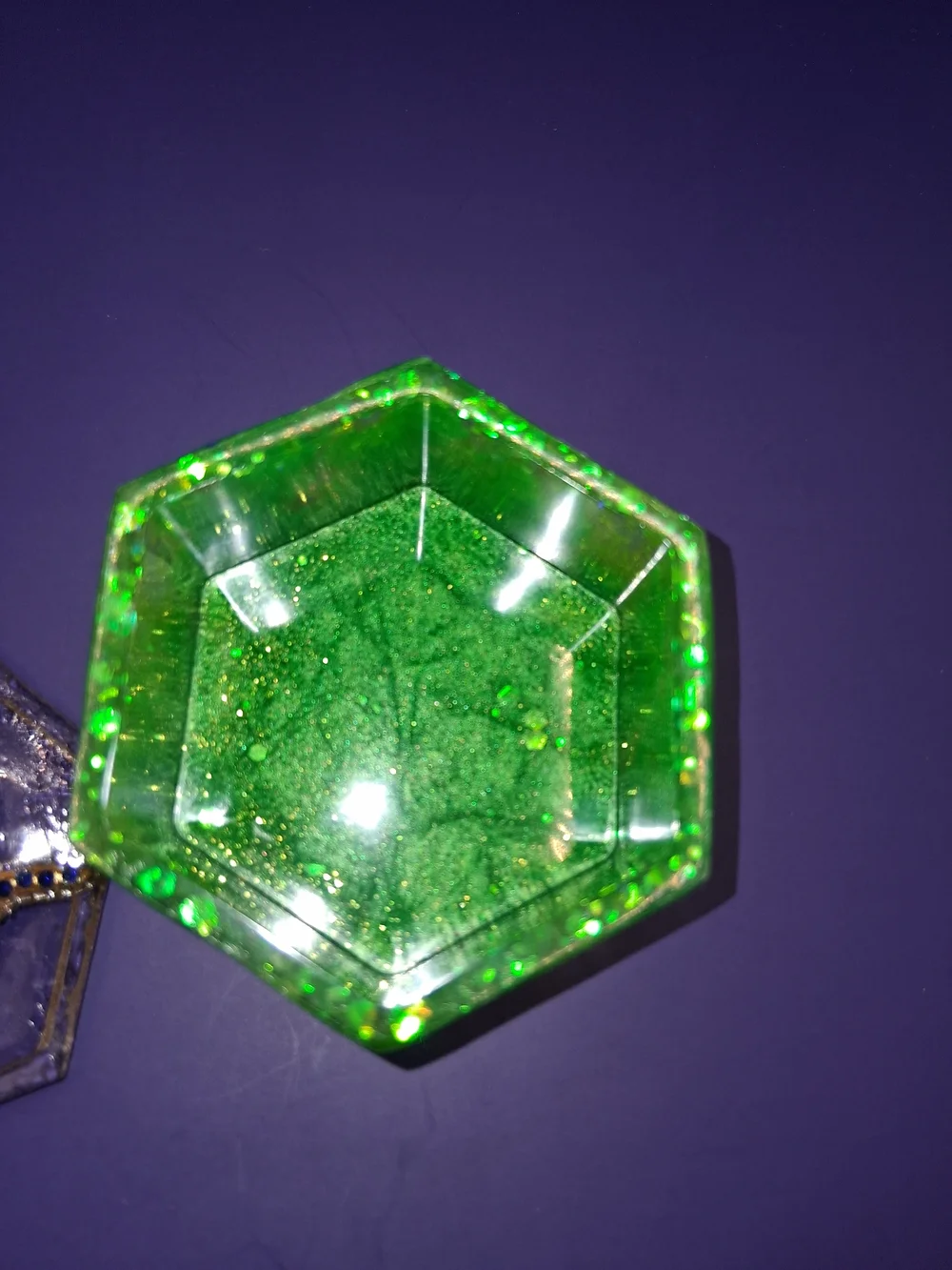 Green Hexagonal Beaded Trinket Box